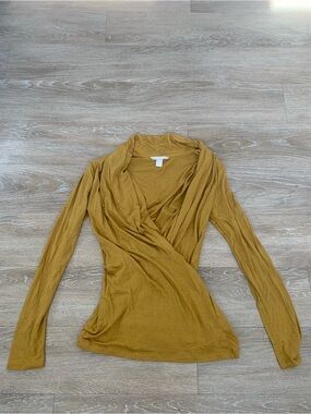 Banana Republic Mustard Wrap-Front Long Sleeve Top Size M
